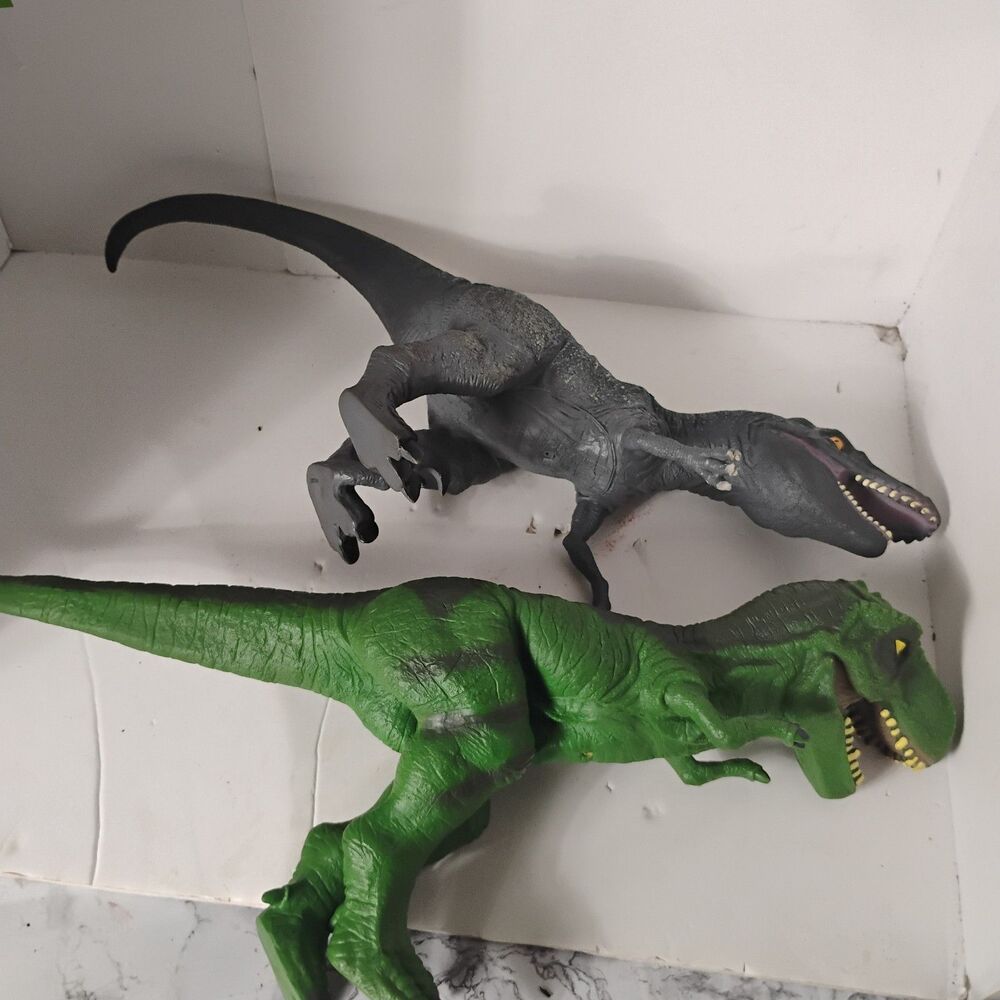 20” Velociraptor And Tyrannosaurus  Rubber 2014 Dinosaur Jurassic Soft Toys R Us